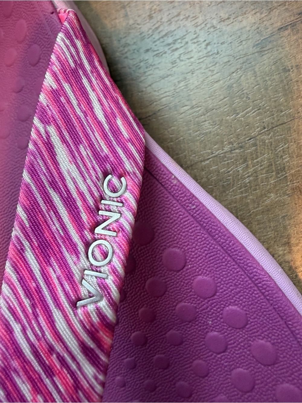 Vionic Purple Pink Striped Flip Flop Thong Wedge Sandals Women's Size 8 - Picture 3 of 7